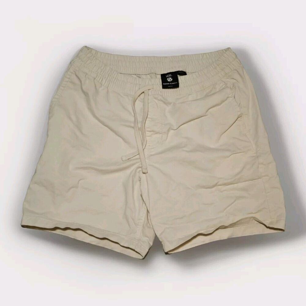 VANS Shorts Men Small Ivory Range Flat Front Elastic Waist Cotton
